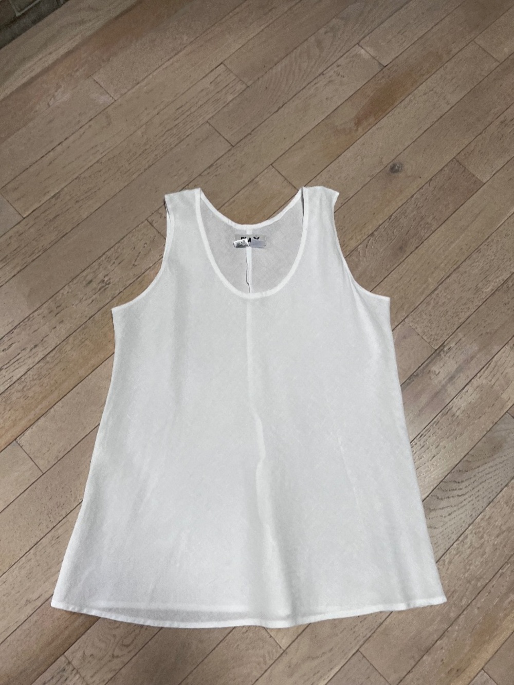 FLAX 100% Linen Tank Top Women’s Medium White Boho Lagenlook Capsule Layering